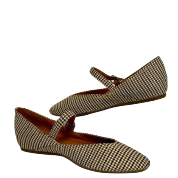 Lucky Brand Sz 6.5 Mary Jane Flats Houndstooth Office Siren Preppy Retro Boho - Picture 8 of 10